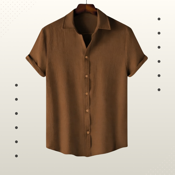 Cocoa Brown Premium Textured Half Sleeve Shirt – Soft, Breathable & Ideal for Summer