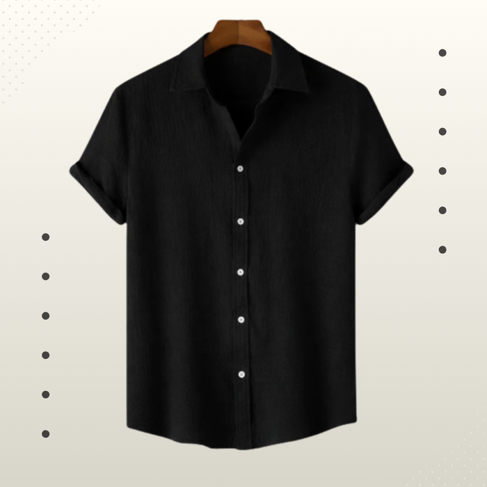 Jet Black Premium Textured Half Sleeve Shirt – Soft, Breathable & Ideal for Summer