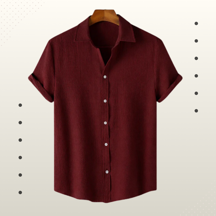 Deep Maroon Premium Textured Half Sleeve Shirt – Soft, Breathable & Ideal for Summer