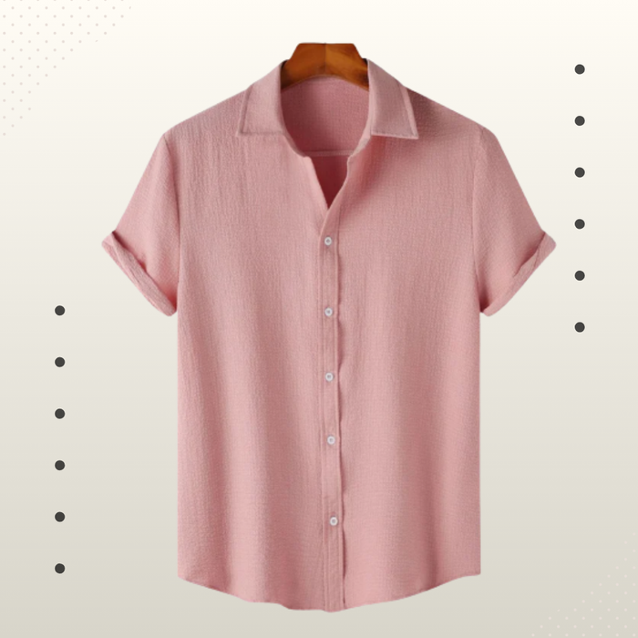 Blush Pink Premium Textured Half Sleeve Shirt – Soft, Breathable & Ideal for Summer