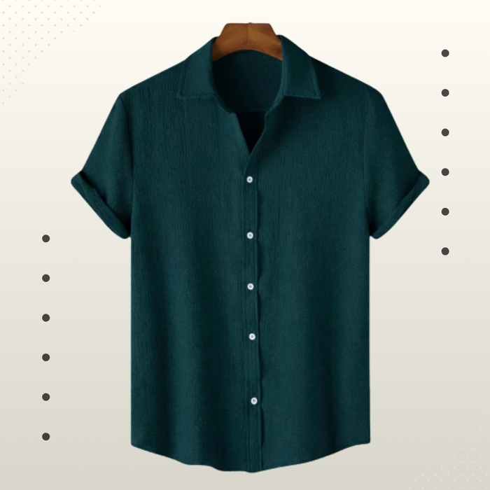 Deep Teal  Textured Half Sleeve Shirt – Soft, Breathable & Ideal for Summer