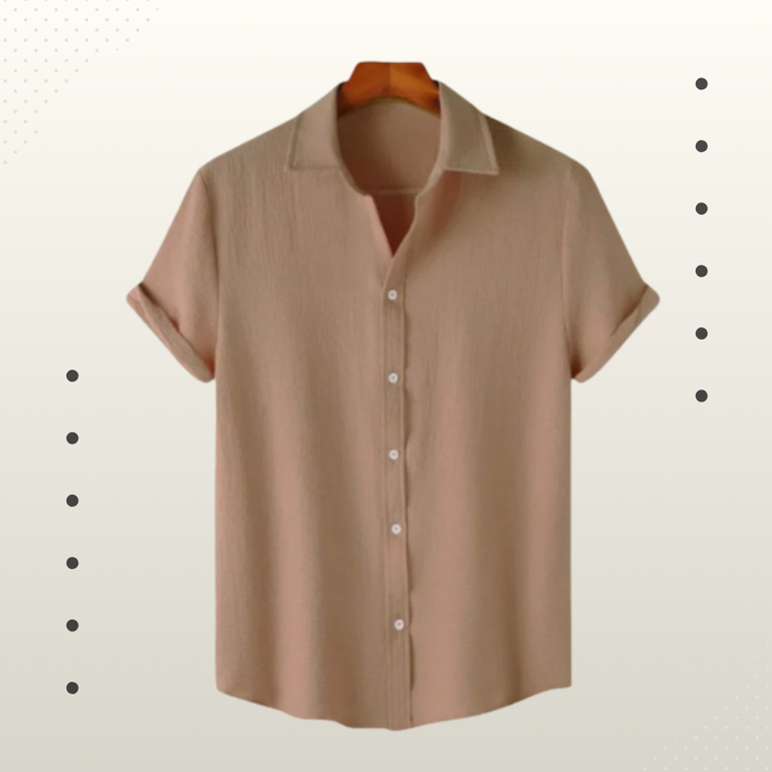 Sand Beige Premium Textured Half Sleeve Shirt – Soft, Breathable & Ideal for Summer