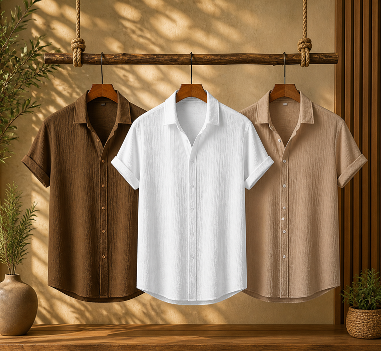 Pink Charm, Maroon Classic & Midnight Black – Breezy Textured Shirt Combo | H-640 + H-720 + H-650