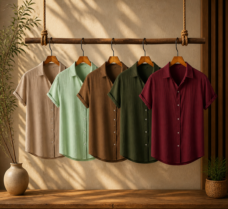 Beige Haze, Mint Breeze, Coffee Brown & Maroon Classic – Textured Shirt Combo | H-710 + H-700 + H-701 + H-720